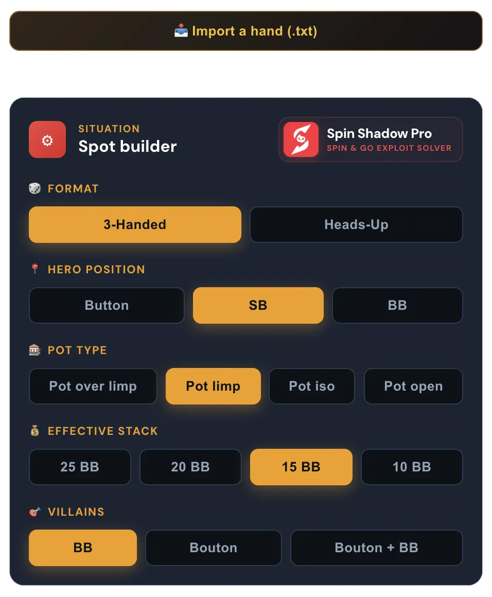 Spot builder: set up a situation and get the range